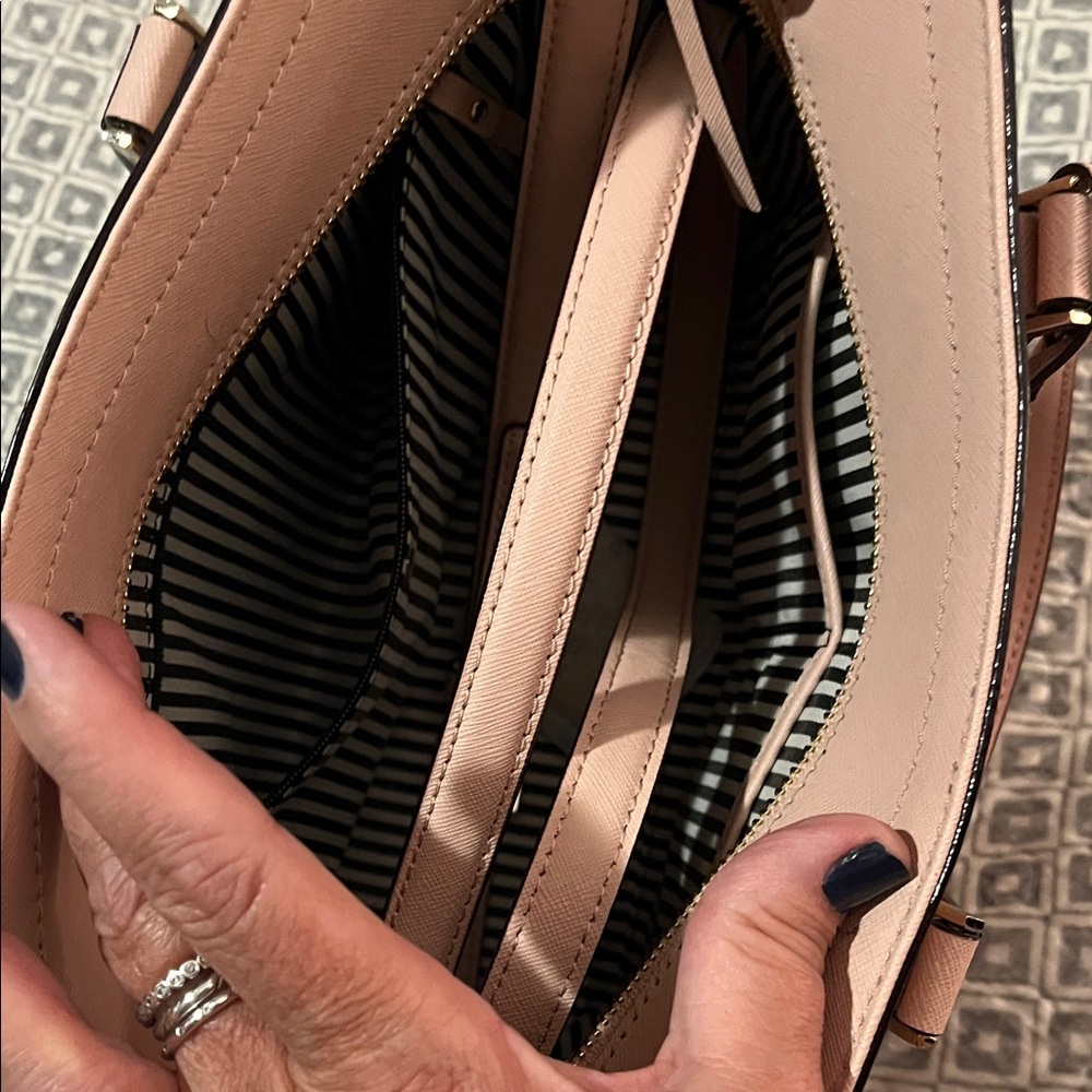 Kate Spade Cameron Street Hayden Pink Satchel /light pink black stripe - Picture 3 of 7